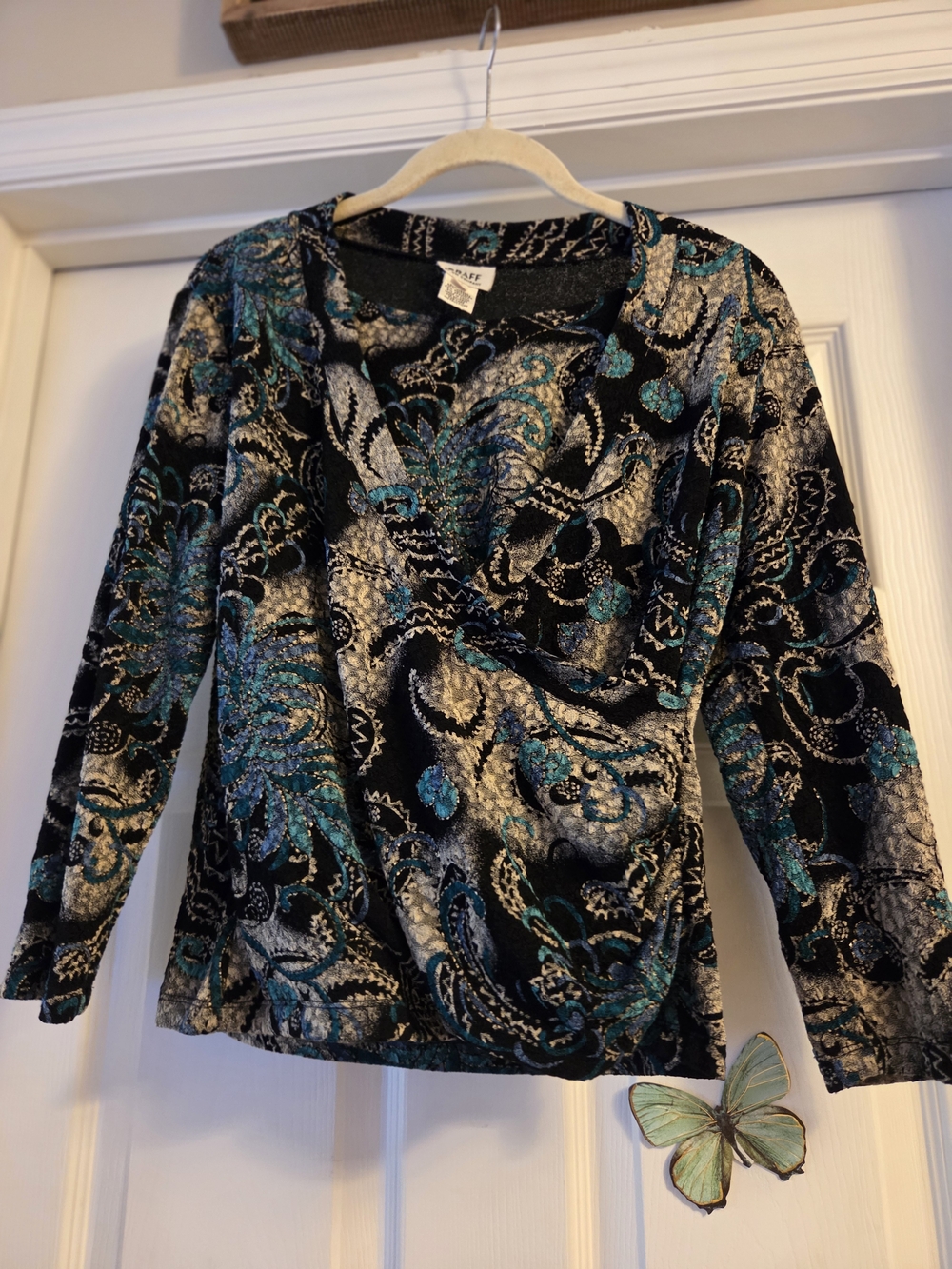 Whimsigoth whimsical small Graff black blue with gold sparkle top goth form fit